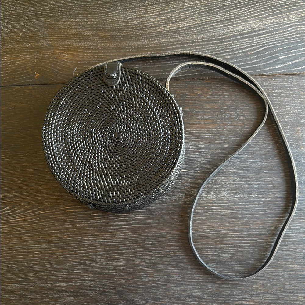 Madewell Collab Black Woven Raffia Crossbody Bag